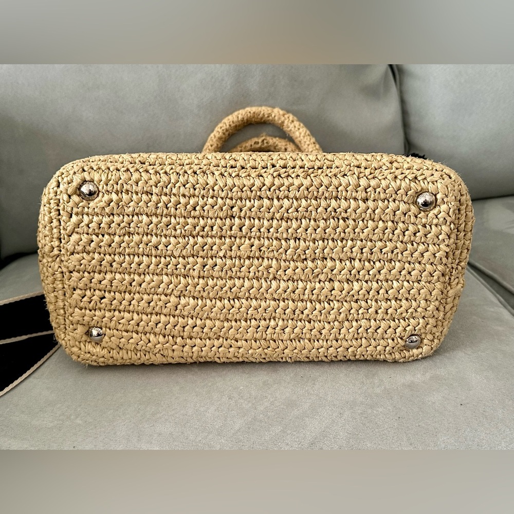 Prada raffia Pom Pom limited edition tote with unbranded canvas strap - Picture 7 of 16